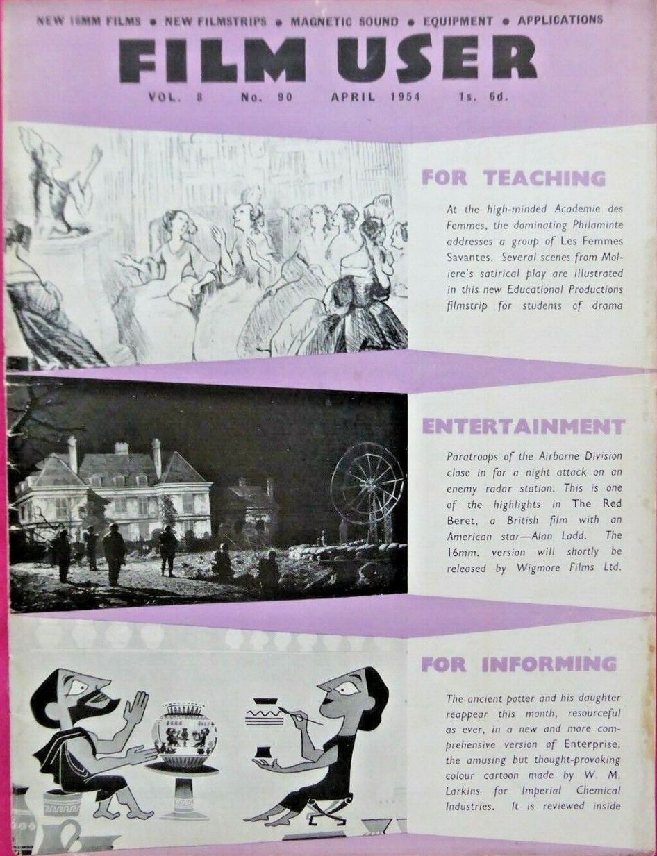 FILM USER magazine side cover Issue 80  Vol 8 No  80  April 1954