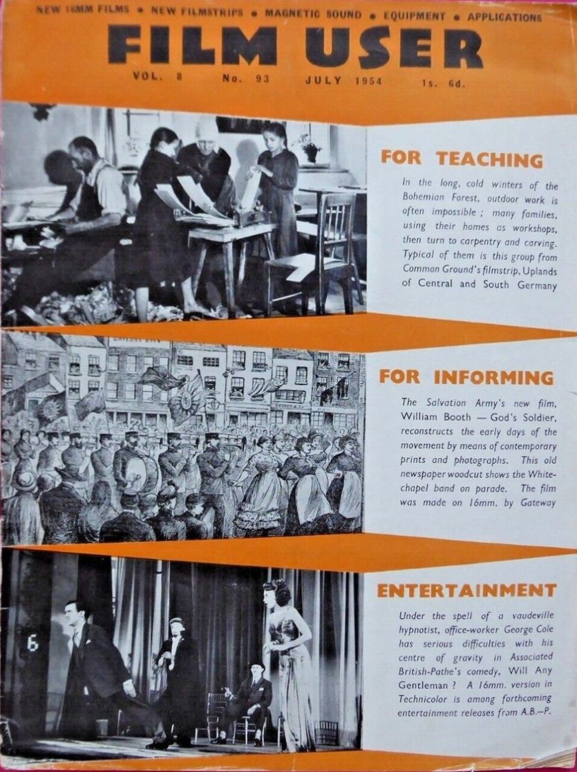 FILM USER magazine side cover Issue 93  Vol 8 No  93  July 1954