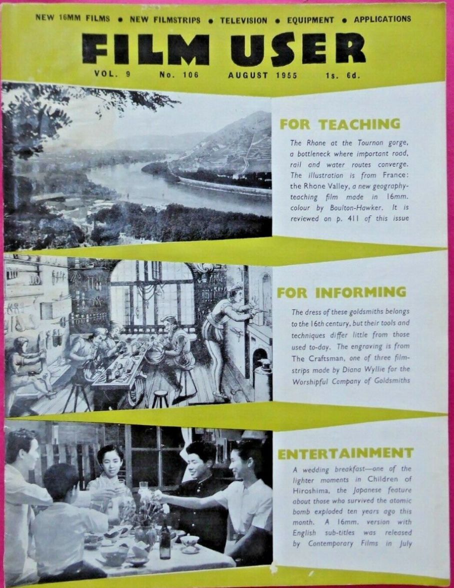 FILM USER magazine side cover Issue 106  Vol 9 No  106  August 1955