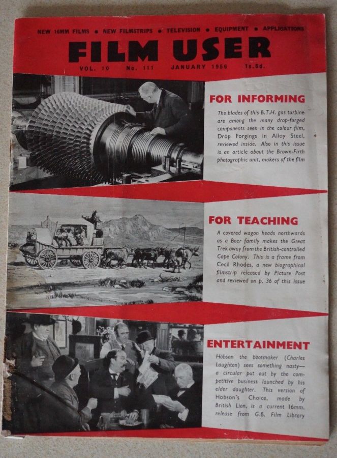FILM USER magazine side cover Issue 111  January 1956