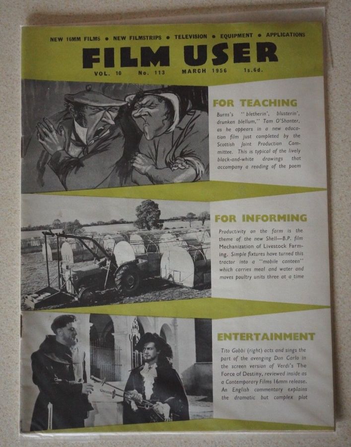 FILM USER magazine side cover Issue 113  March 1956