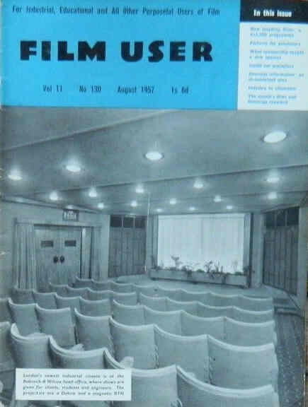 FILM USER magazine side cover Issue 130 August 1957