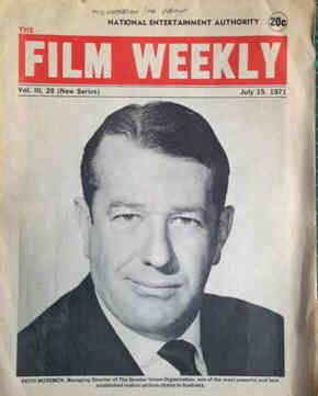 FILM WEEKLY (AUSTRALIA) magazine side cover 15 July 1971
