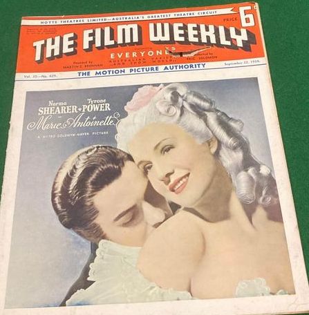 FILM WEEKLY (AUSTRALIA) magazine side cover 22 September 1938