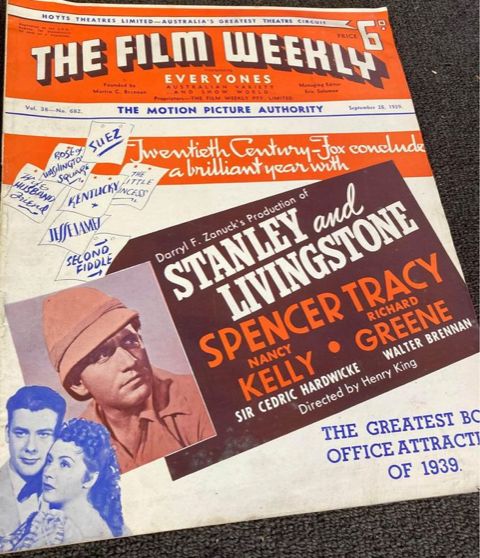 FILM WEEKLY (AUSTRALIA) magazine side cover  Vol 38 No  682 28 September 1939