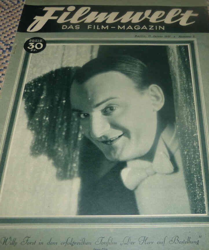 FILMWELT magazine side cover Issue 2 11 January 1931