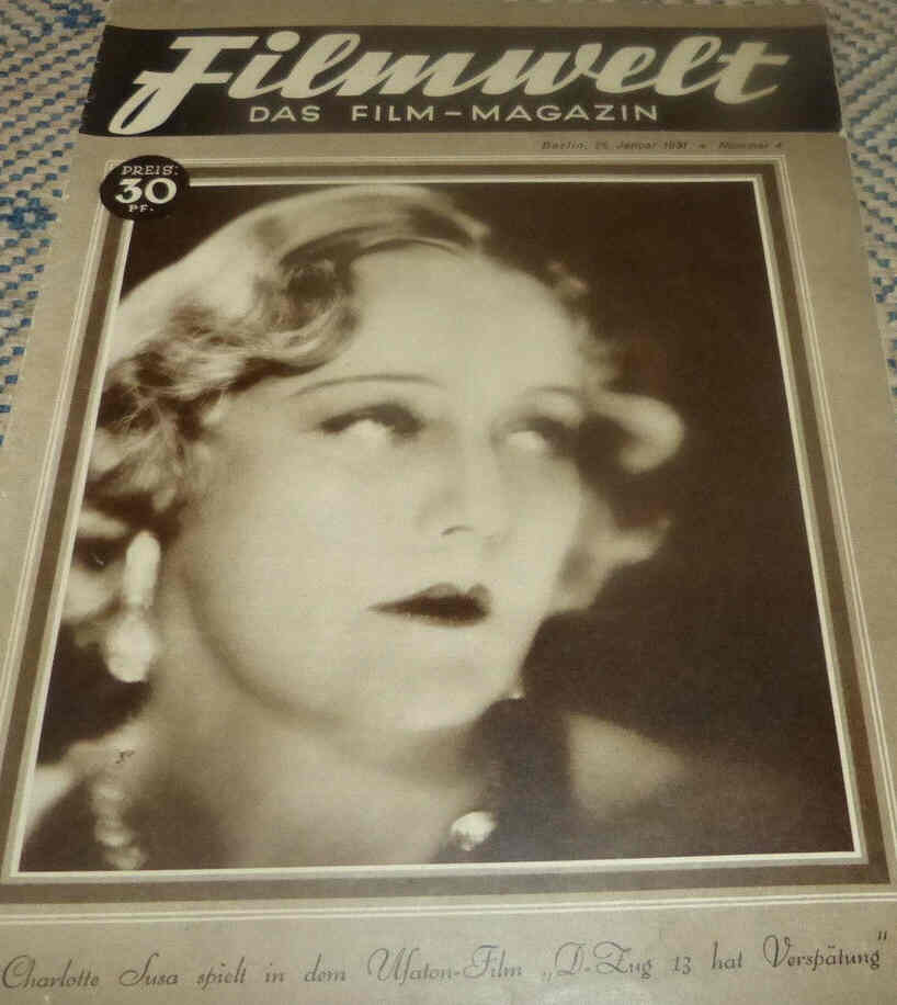 FILMWELT magazine side cover Issue 4 25 January 1931