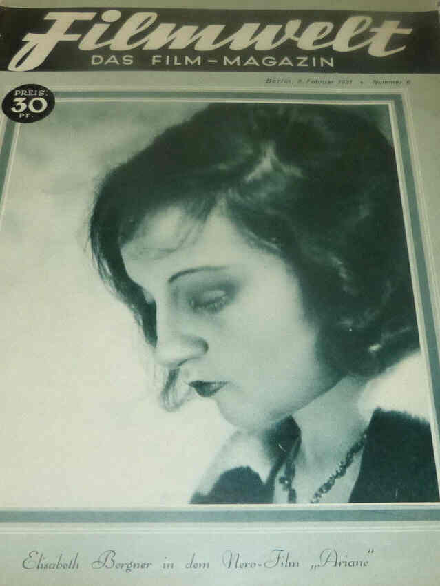 FILMWELT magazine side cover Issue 6 8 February 1931