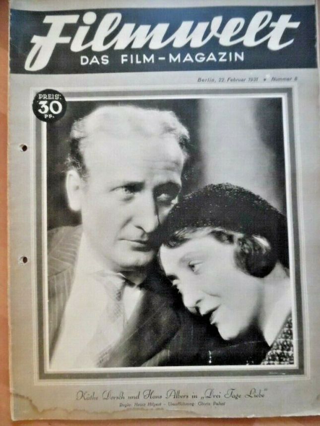 FILMWELT magazine side cover Issue 8 22 February 1931
