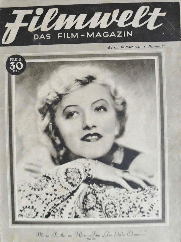 FILMWELT magazine side cover Issue 11 15 March 1931