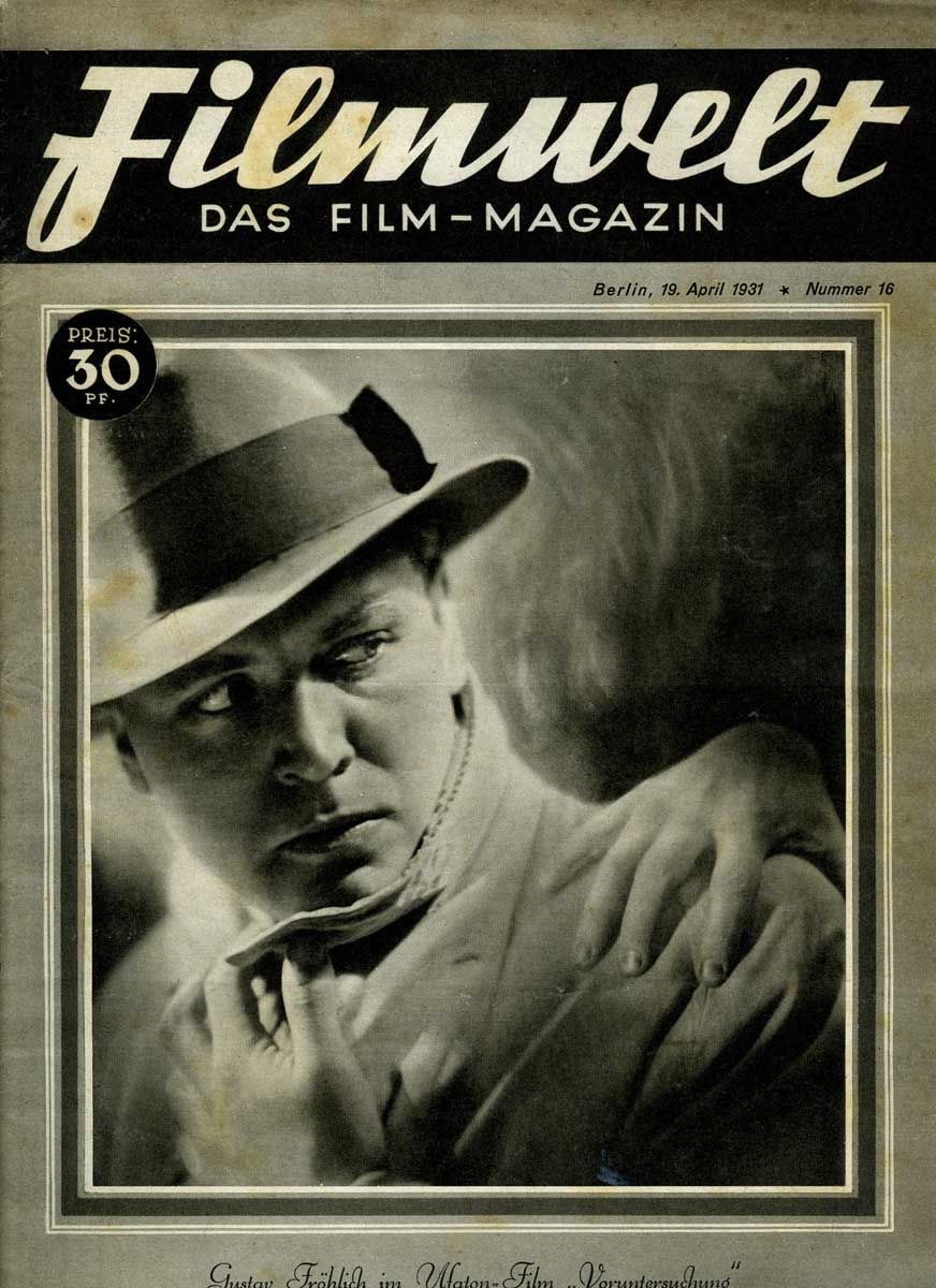 FILMWELT magazine side cover Issue 16 19 April 1931