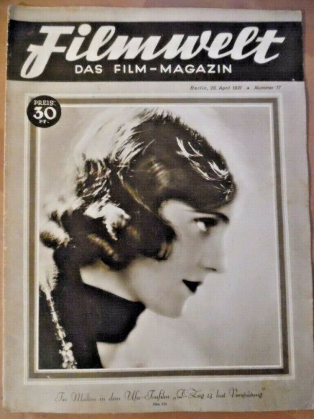 FILMWELT magazine side cover Issue 17 26 April 1931