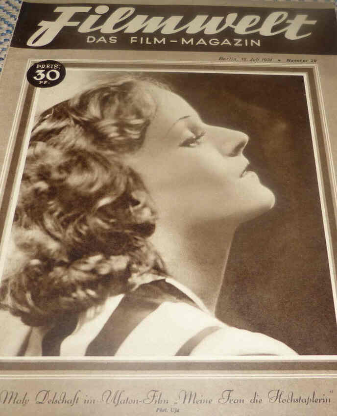 FILMWELT magazine side cover Issue 29 19 July 1931