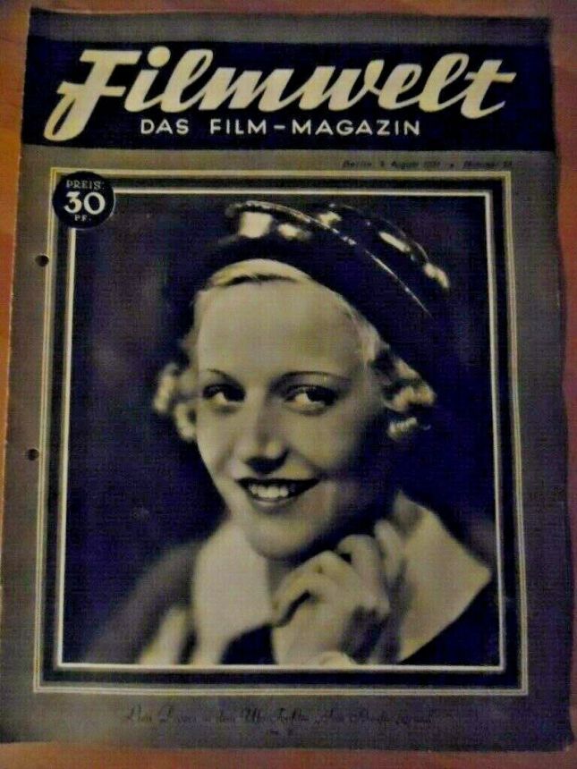 FILMWELT magazine side cover Issue 31 2 August 1931