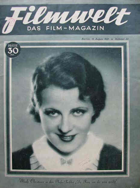 FILMWELT magazine side cover Issue 33 16 August 1931