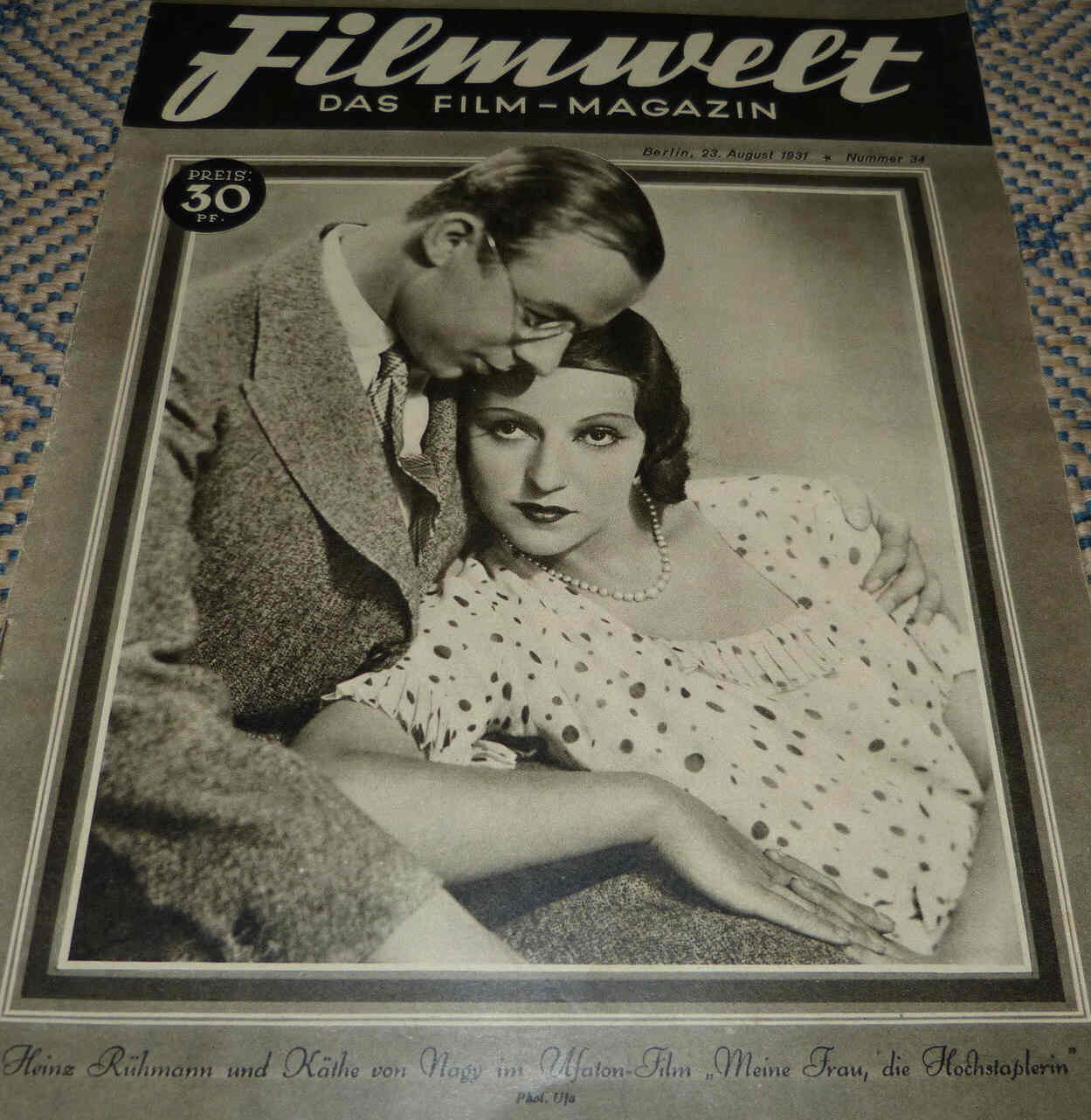 FILMWELT magazine side cover Issue 34 23 August 1931