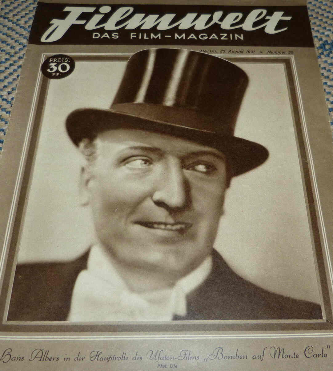 FILMWELT magazine side cover Issue 35 30 August 1931