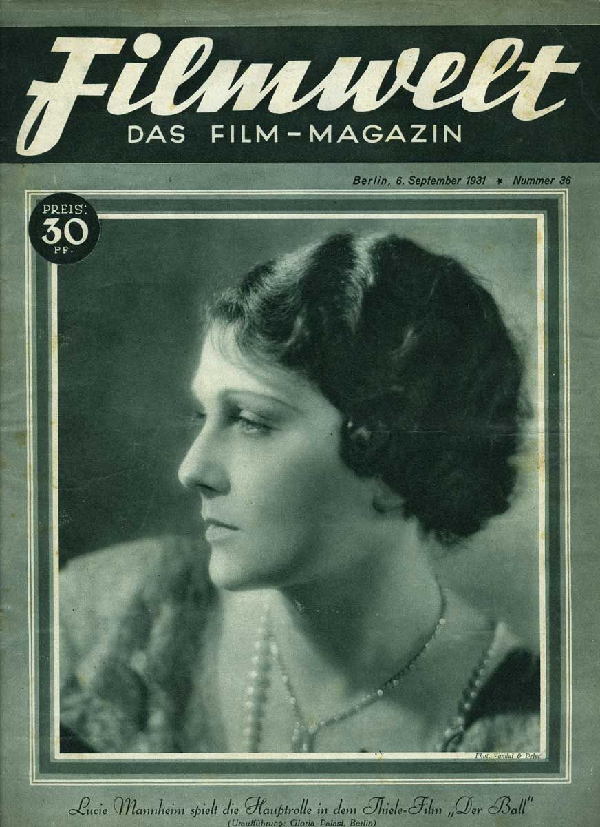 FILMWELT magazine side cover Issue 36 6 September 1931
