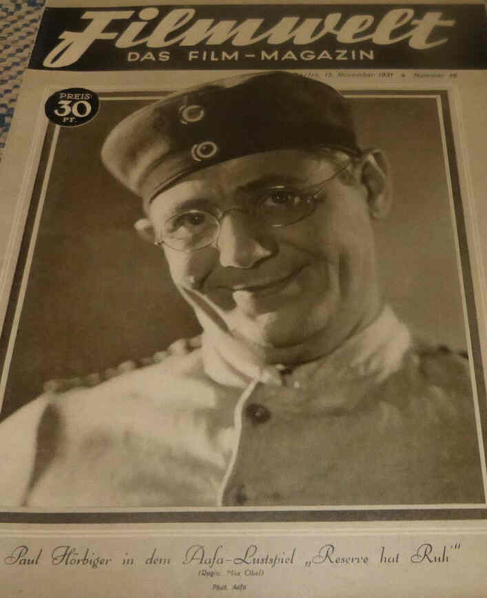 FILMWELT magazine side cover Issue 46 15 November 1931