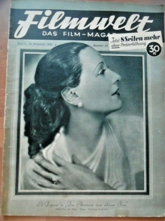 FILMWELT magazine side cover Issue 47 20 November 1932