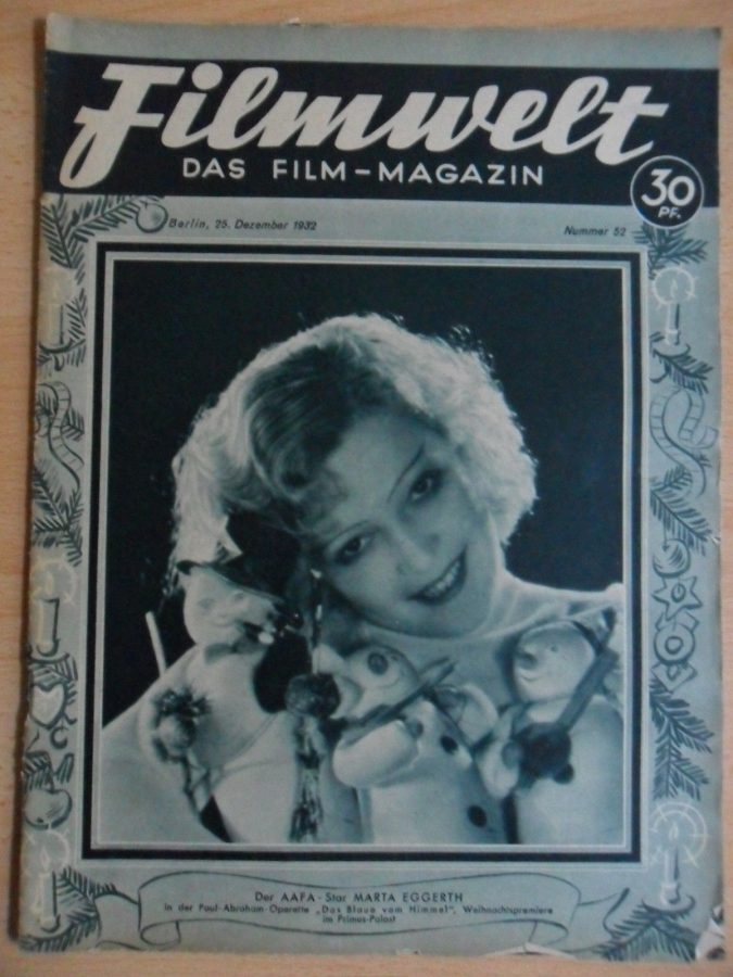 FILMWELT magazine side cover Issue 52 25 December 1932