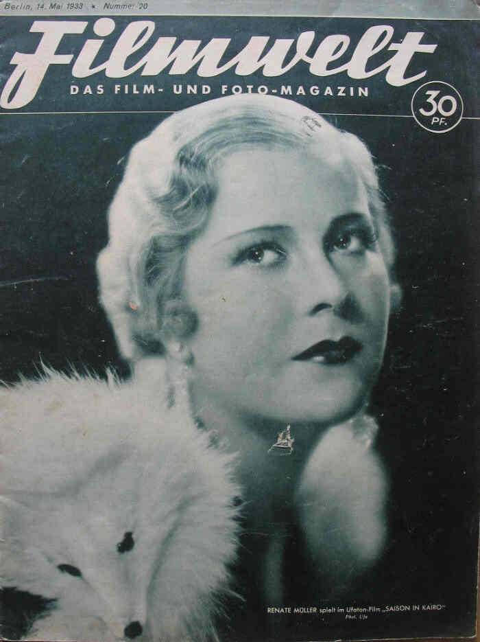 FILMWELT magazine side cover Issue 20 14 May 1933