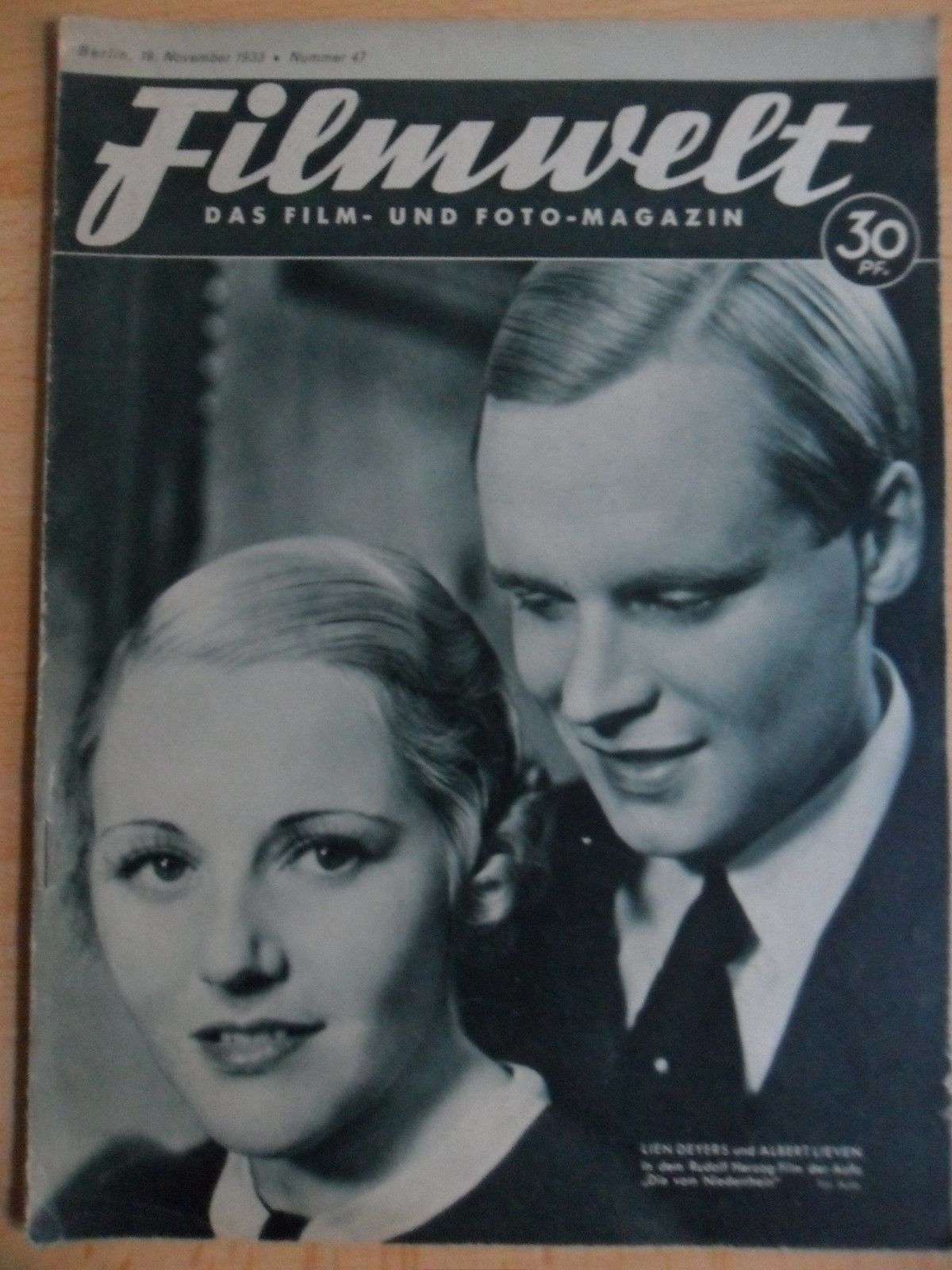 FILMWELT magazine side cover Issue 47 19 November 1933