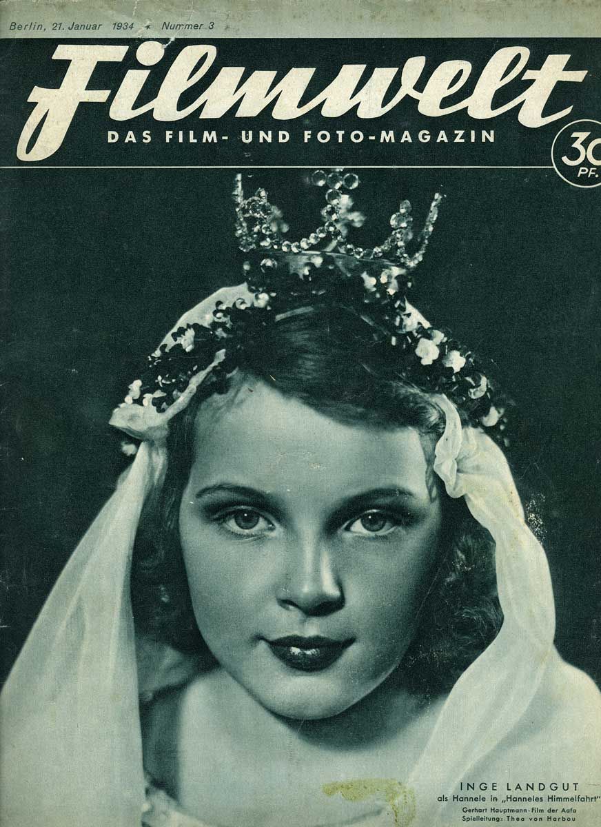 FILMWELT magazine side cover Issue 3 21 January 1934