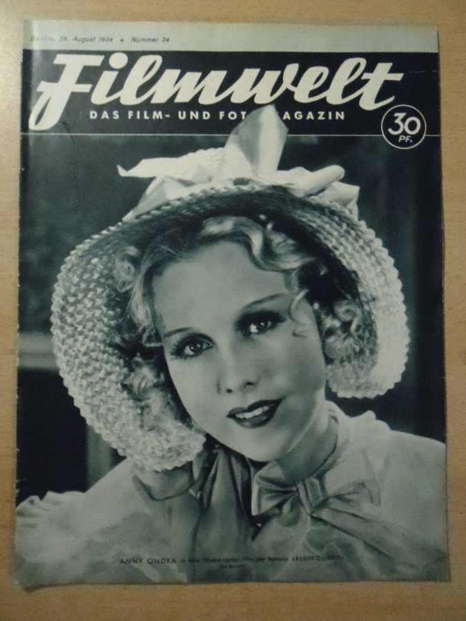 FILMWELT magazine side cover Issue 34 26 August 1934
