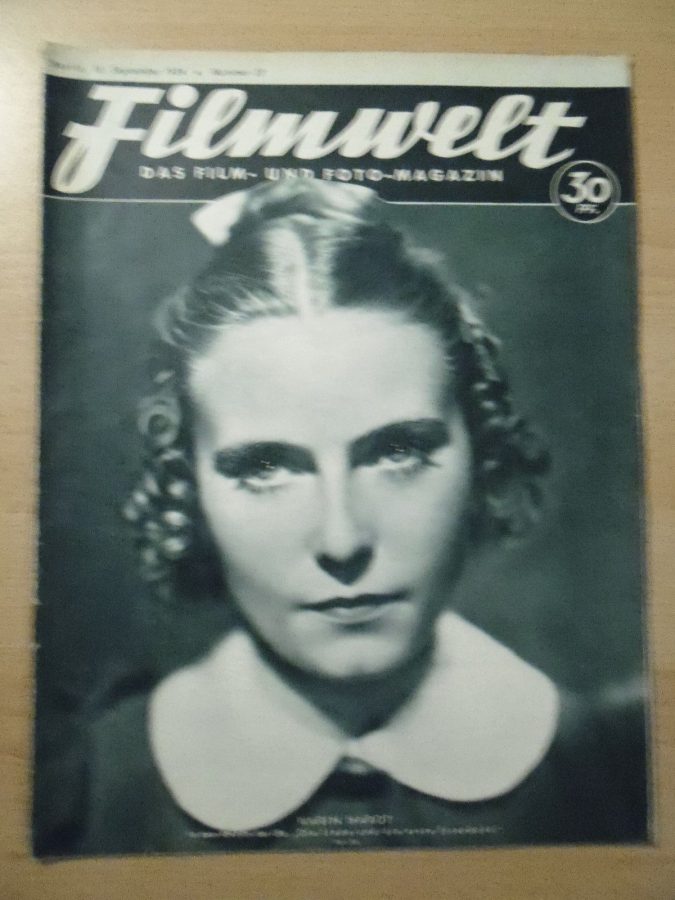 FILMWELT magazine side cover Issue 37 16 September 1934