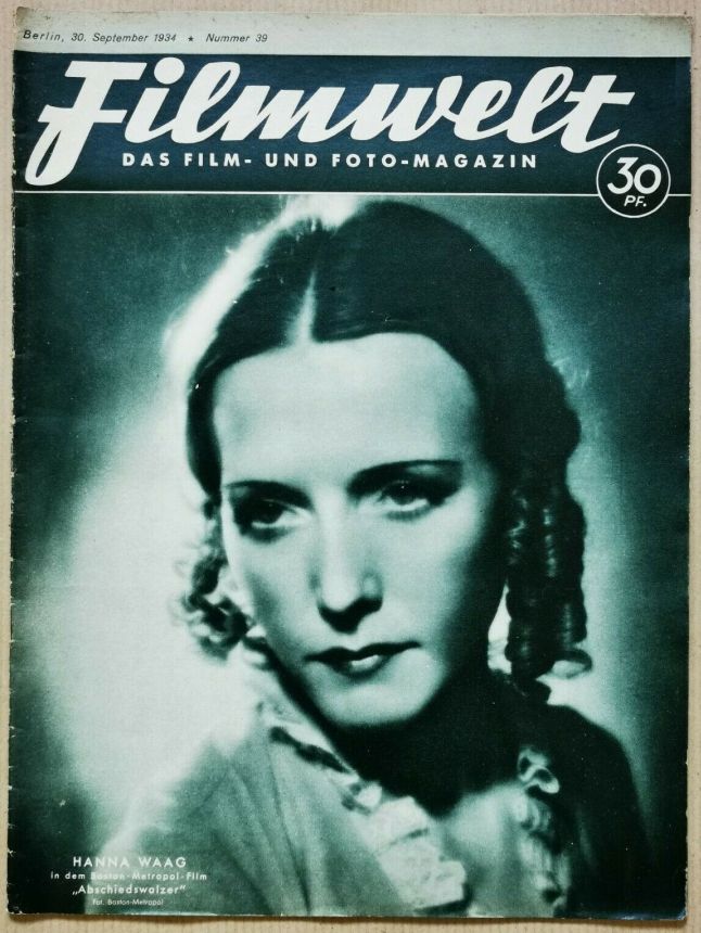 FILMWELT magazine side cover Issue 39 30 September 1934