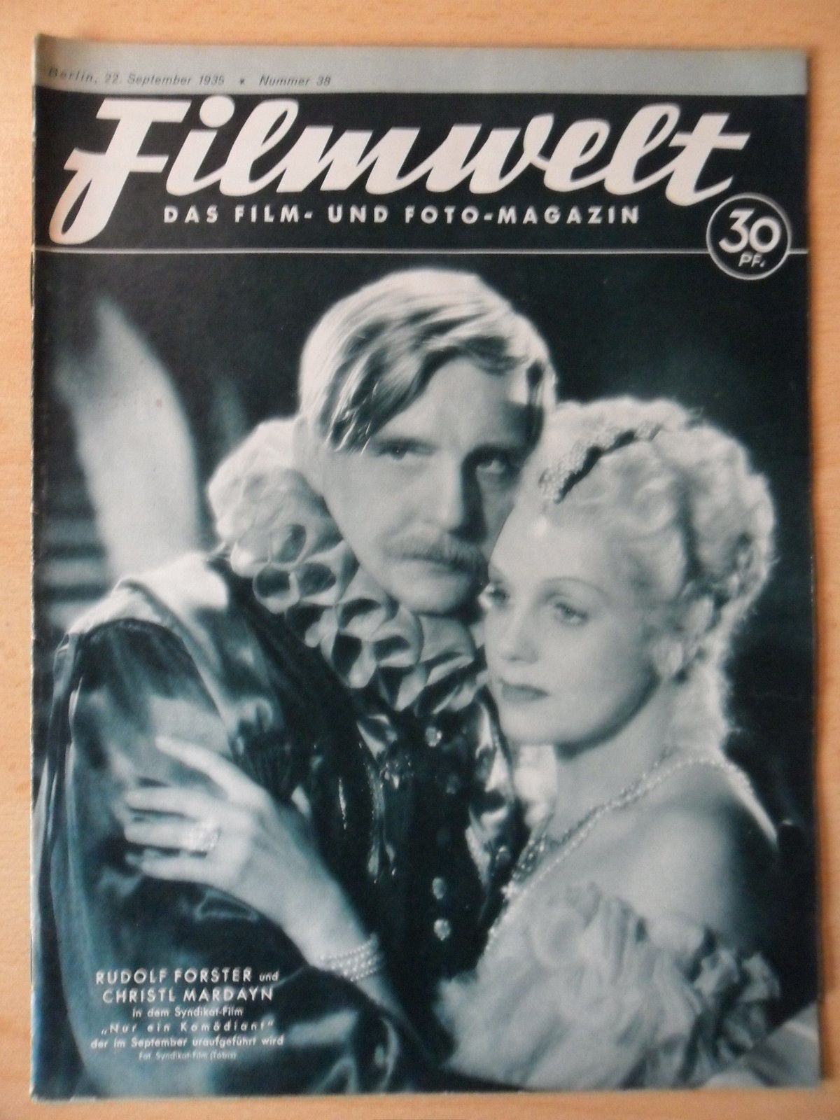 FILMWELT magazine side cover Issue 38 22 September 1935