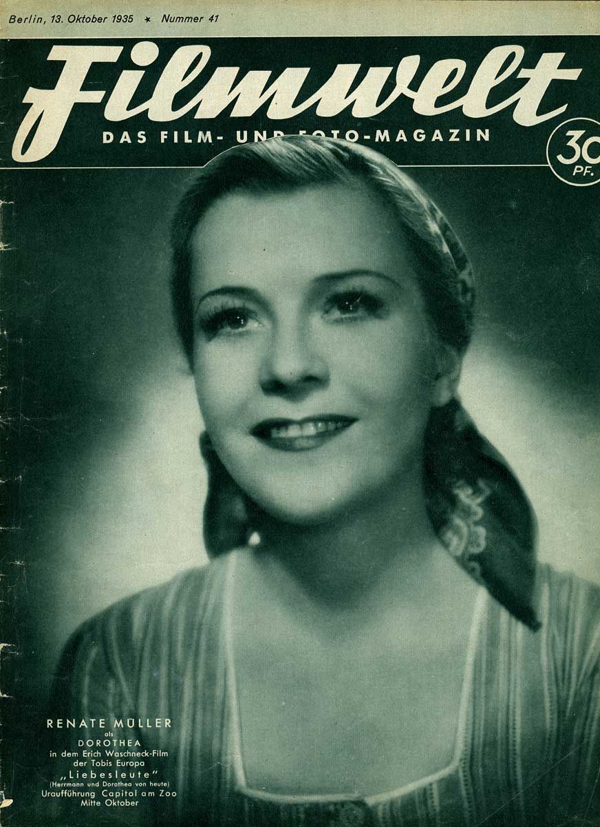 FILMWELT magazine side cover Issue 41 13 October 1935