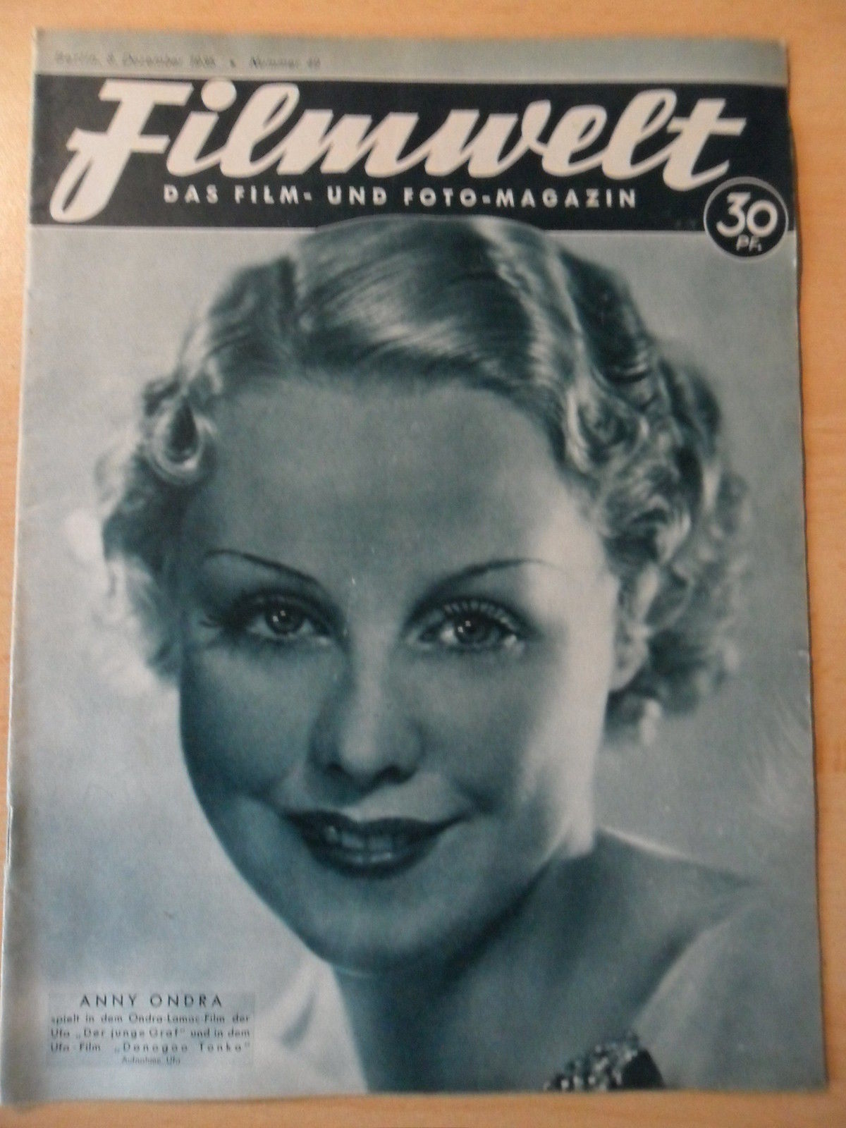 FILMWELT magazine side cover Issue 49 8 December 1935