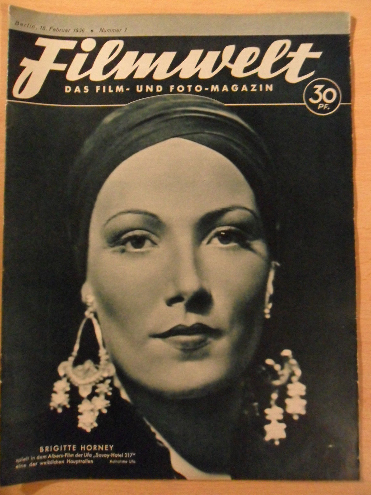 FILMWELT magazine side cover Issue 7 16 February 1936