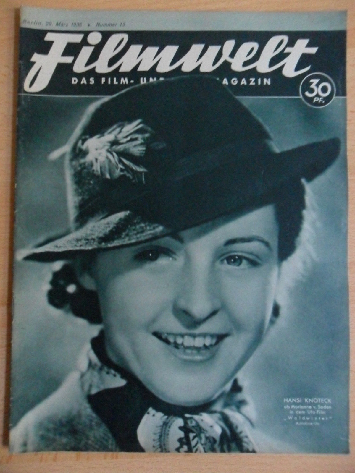 FILMWELT magazine side cover Issue 13 29 March 1936