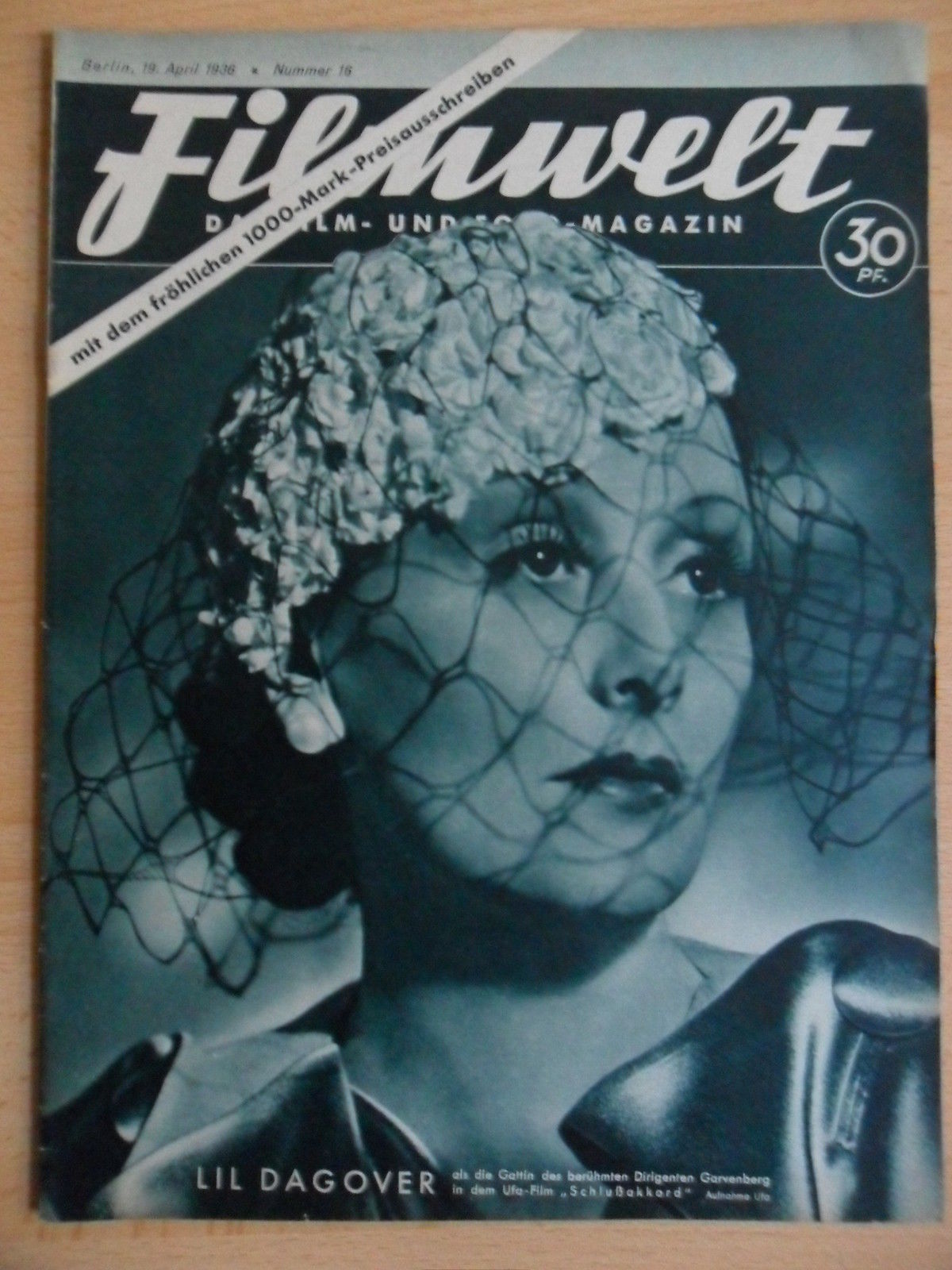 FILMWELT magazine side cover Issue 16 19 April 1936