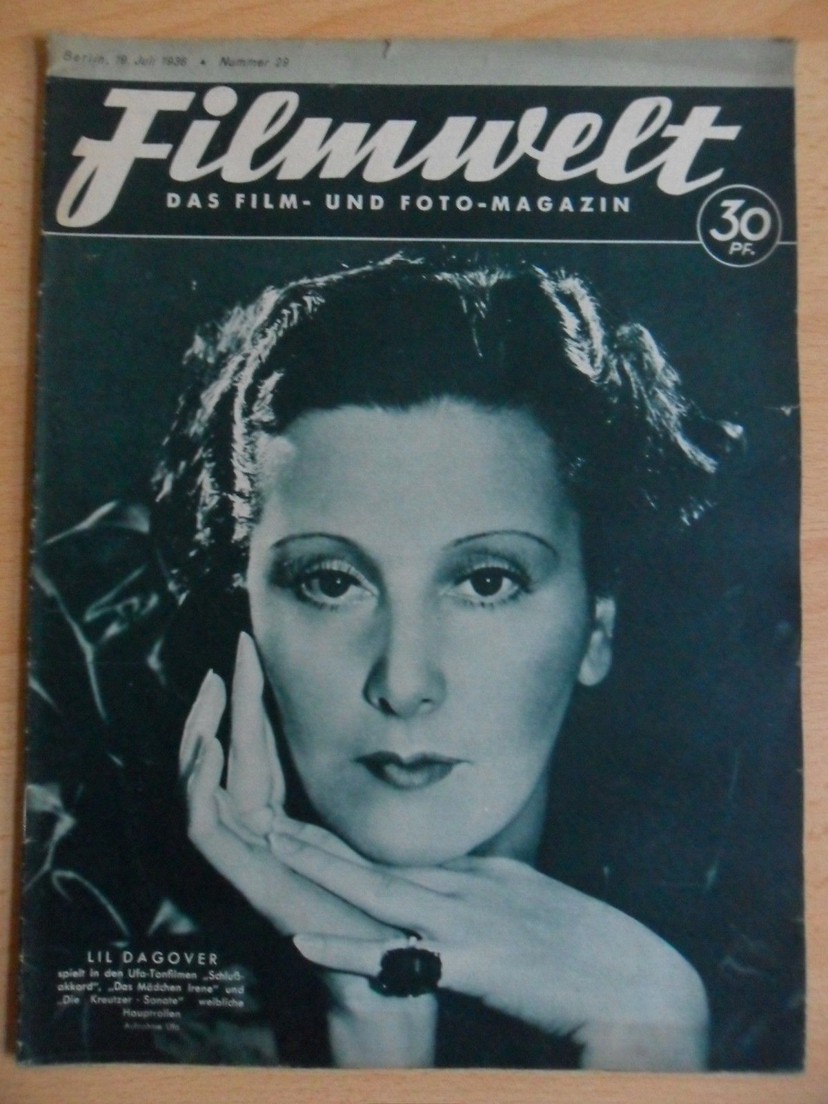 FILMWELT magazine side cover Issue 29 19 July 1936