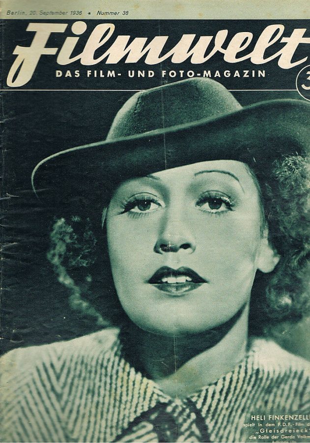 FILMWELT magazine side cover Issue 38 20 September 1936