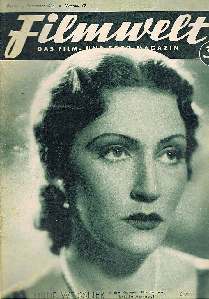 FILMWELT magazine side cover Issue 49 6 December 1936