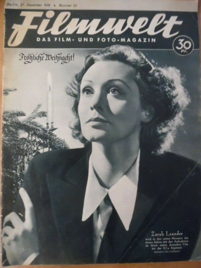 FILMWELT magazine side cover Issue 52 27 December 1936