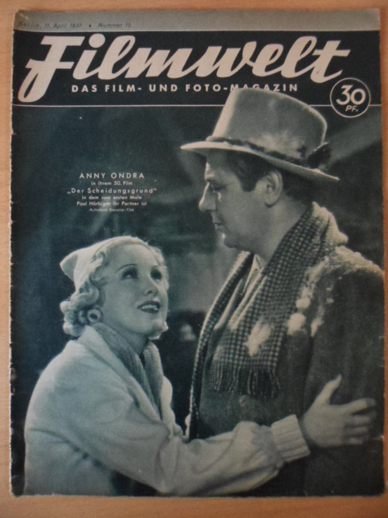 FILMWELT magazine side cover Issue 15 11 April 1937