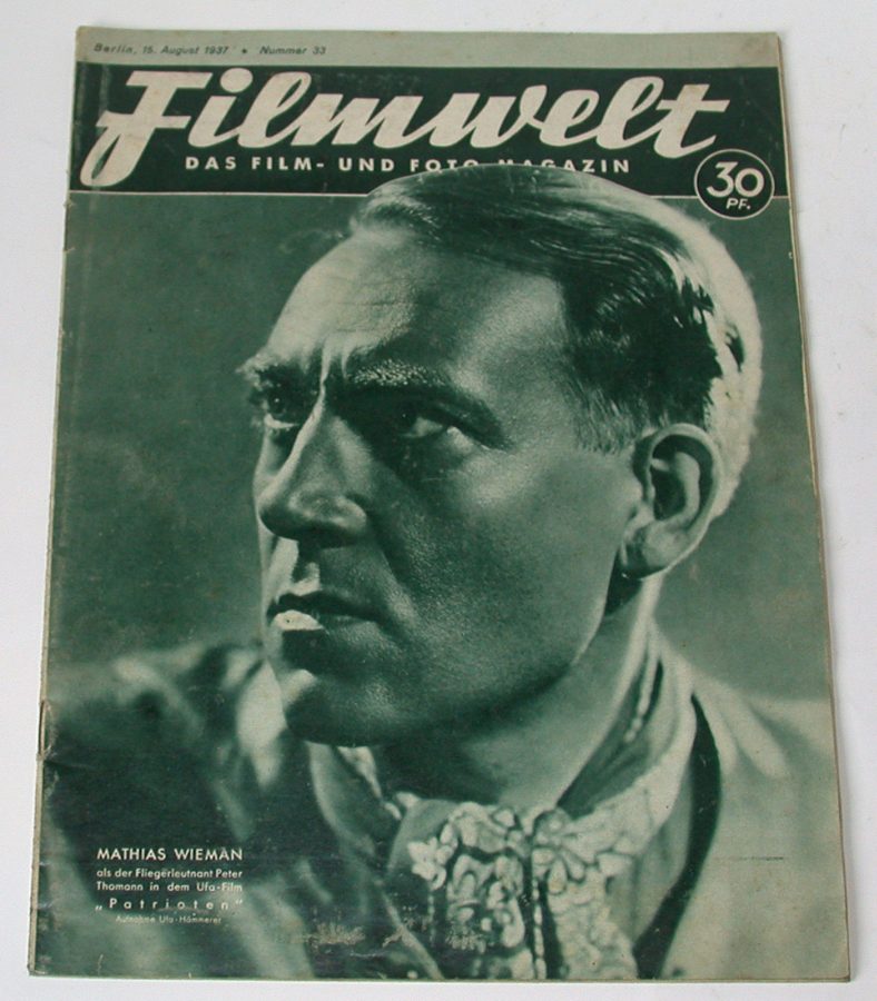 FILMWELT magazine side cover Issue 33 15 August 1937