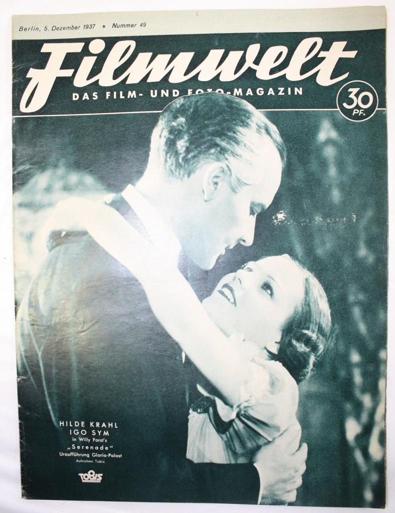 FILMWELT magazine side cover Issue 49 5 December 1937