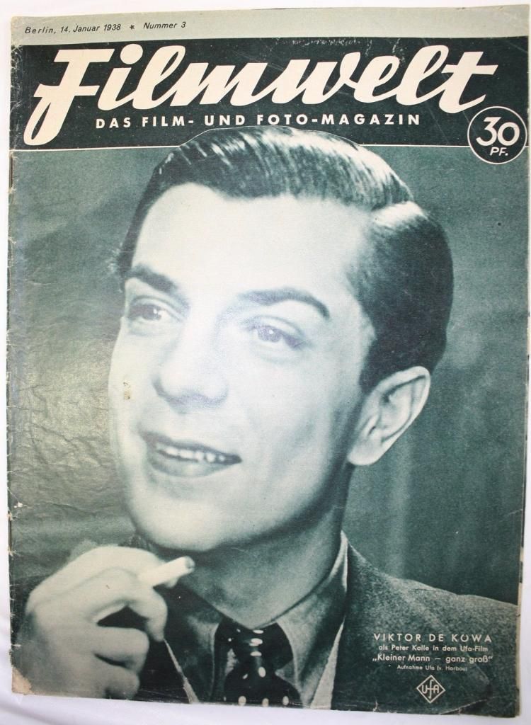 FILMWELT magazine side cover Issue 3 14 January 1938