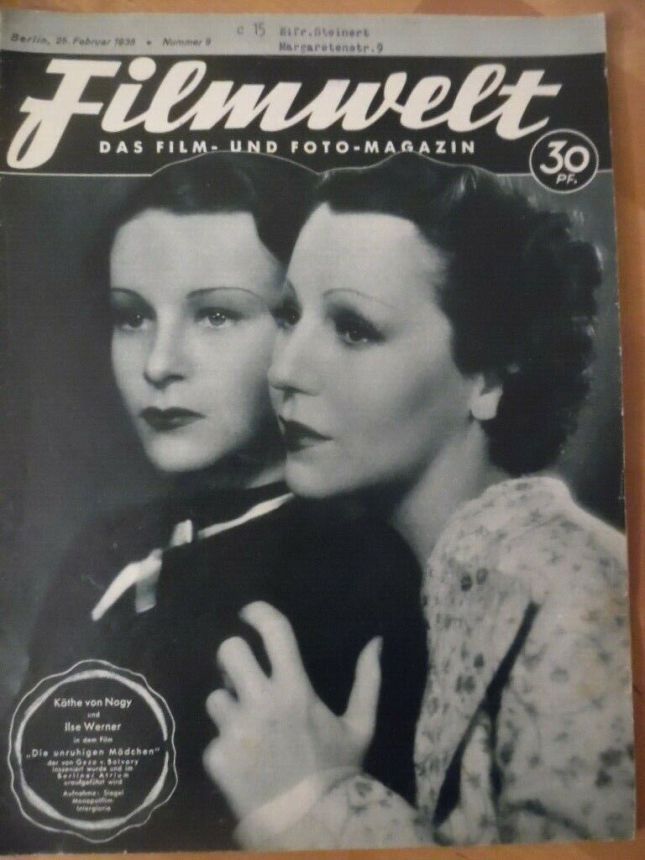 FILMWELT magazine side cover Issue 9 25 February 1938