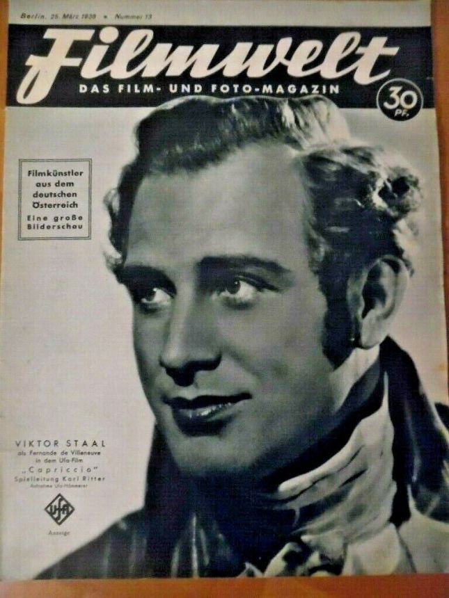FILMWELT magazine side cover Issue 13 25 March 1938