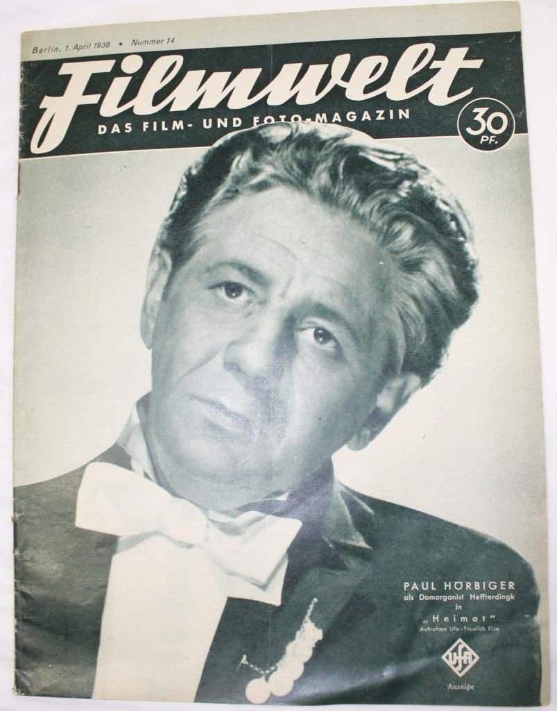 FILMWELT magazine side cover Issue 14 1 April 1938