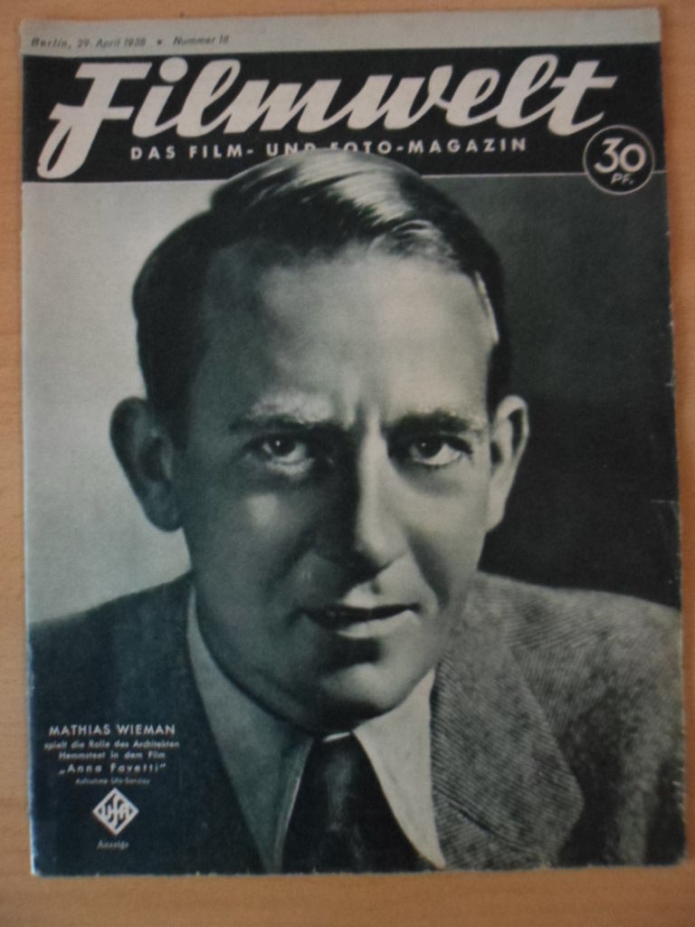 FILMWELT magazine side cover Issue 18 29 April 1938