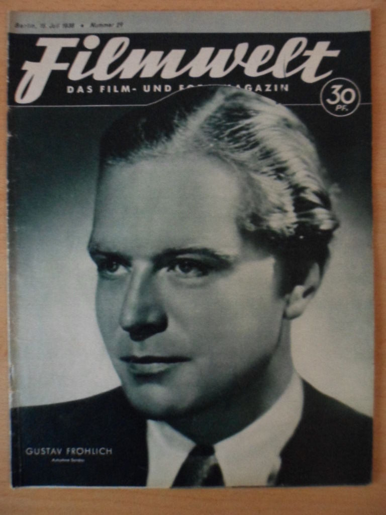 FILMWELT magazine side cover Issue 29 15 July 1938